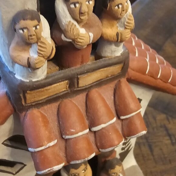 Clay Terra Cotta Pottery Peru Peruvian Church Folk Art ~ minor damage - Picture 3 of 6